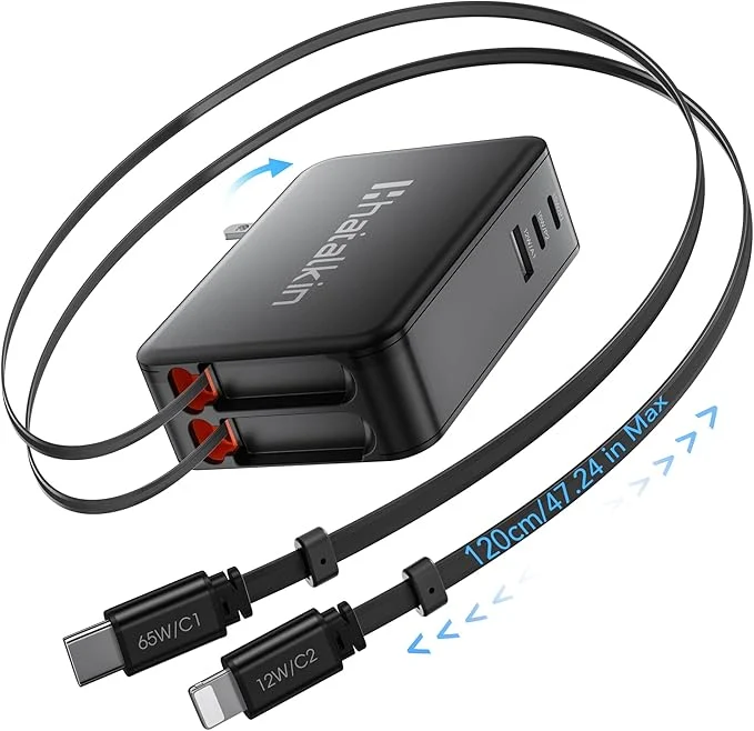 Trusted 65W for MacBook Pro Charger 5-in-1 Retractable Wall Charger Plug for iPhone 17 Sustainable
