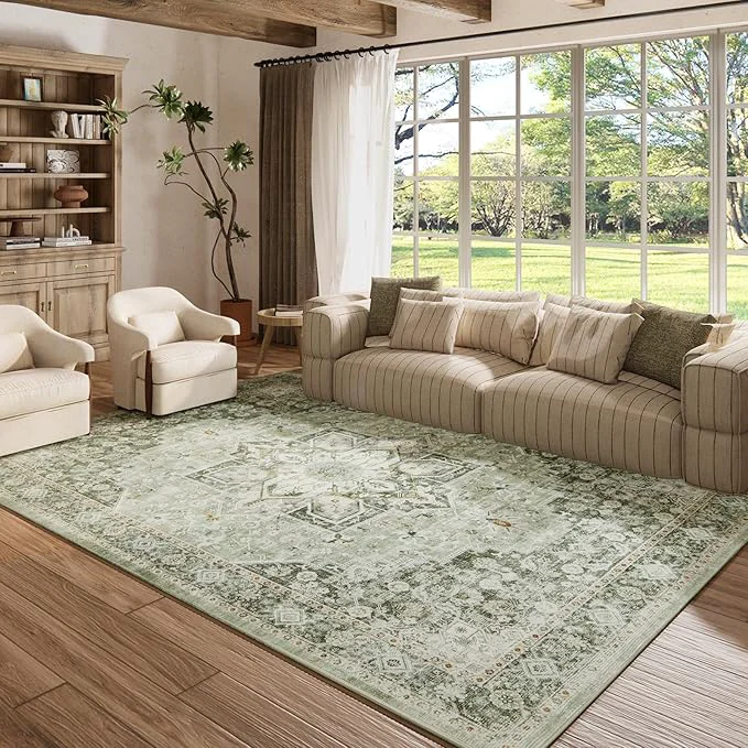 Crafted 8×10 Machine Washable Rug for Living Room Boho Vintage 8×10 Area Comfortable