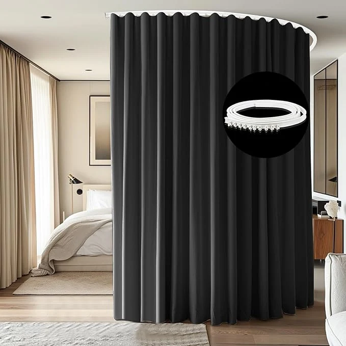 Soft Room Divider Ceiling Mounted Curtains Track Sets Extra Wide Blackout Curtain Clean