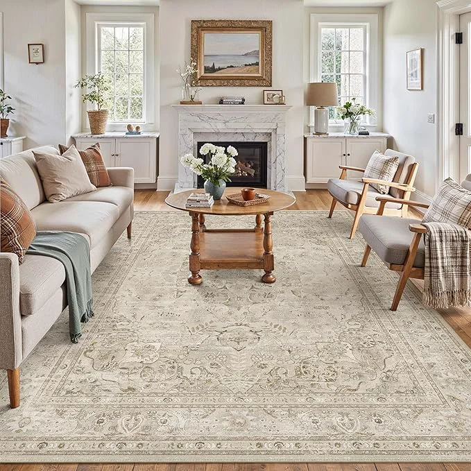 Effective Brown 8x10 Area Rug Washable Vintage Carpet Fine