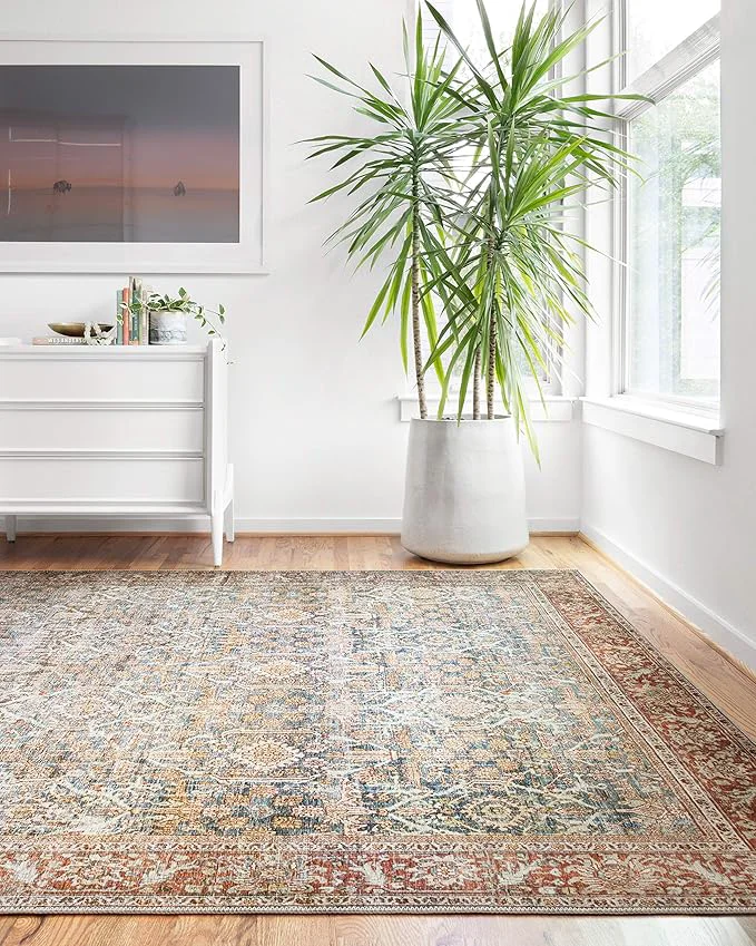 Traditional Loloi Layla Collection LAY-04 Ocean Rust 2'-3 x 3'-9 .13 Thick Accent Rug Detailed