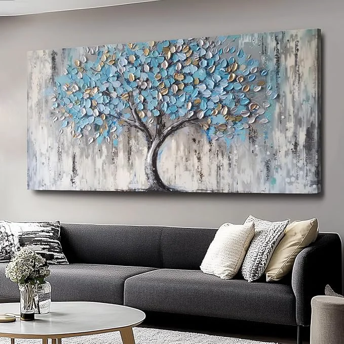 Smooth Blue Tree Canvas Wall Art Enhanced