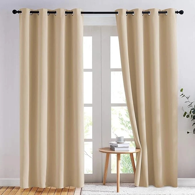 Selected NICETOWN Biscotti Beige Blackout Curtains 84 inches Long Quality