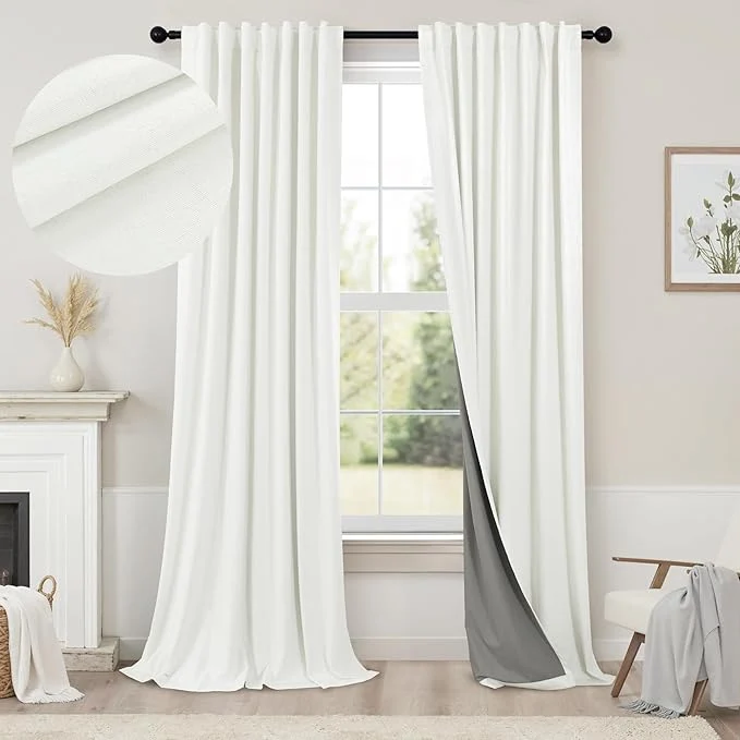 Certified Extra Long Ivory Curtains for Living Room Blackout 108 Inch Sound Proof Wide Professional