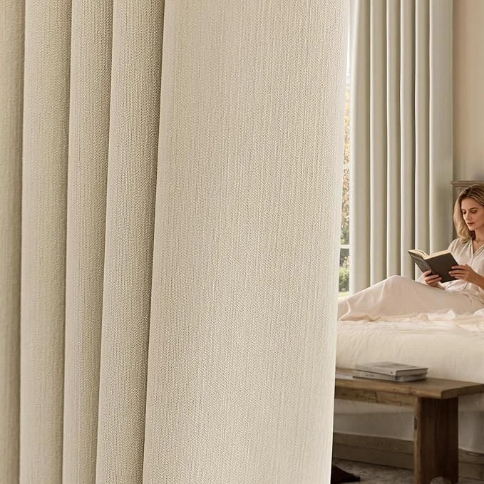 Prestigious jinchan Chenille Blackout Curtains 108 Inches Long Beige Thermal Insulated Soft
