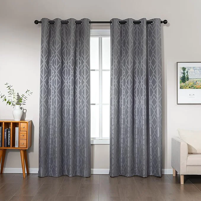 Sophisticated Amazon Basics Jacquard 2-Piece Blackout Curtains Living Room and Bedroom World-Class