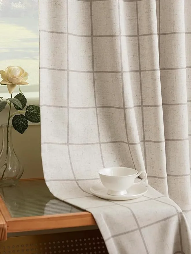 Eco-Friendly Plaid Pinch Pleated Curtains Enhanced
