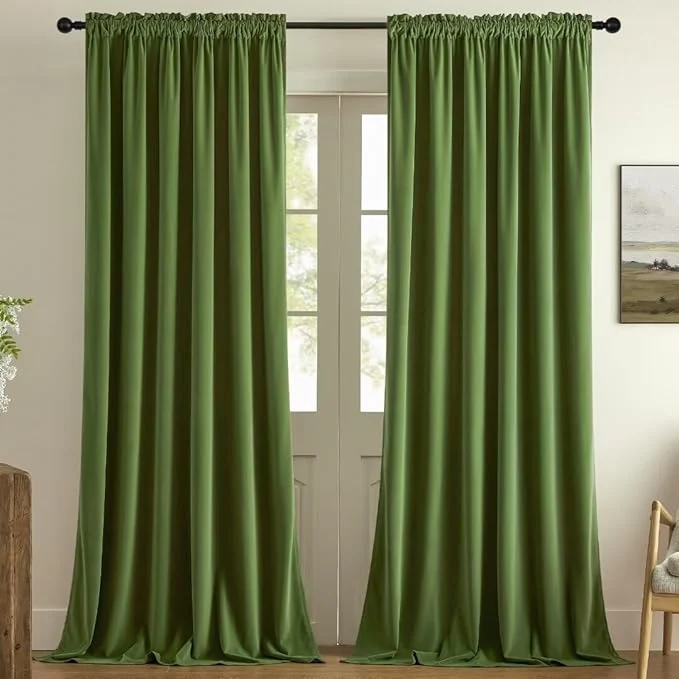 Trusted Joydeco Green Velvet Curtains 96 inch 2 Panel Room Darkening Super Soft Velvet Refined
