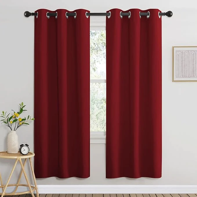 Original NICETOWN Burgundy Red Bedroom Curtains 72 inches Long Grommet Blackout Thermal Practical