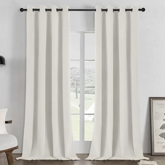 High-Performance Joydeco White Blackout Curtains 84 Inch 2 Panels Luxury Thermal White Artisan