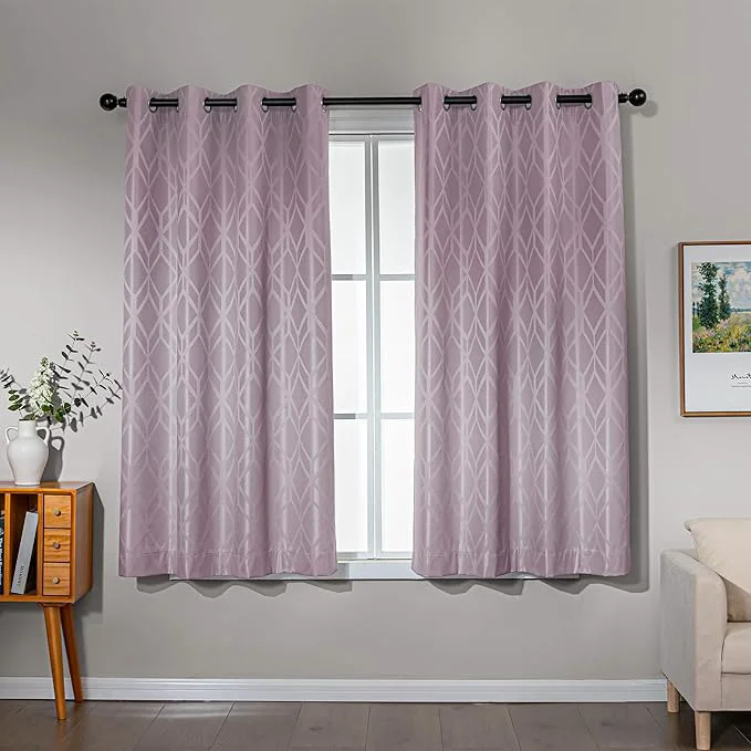 Long-Lasting Amazon Basics Jacquard 2-Piece Blackout Curtains Living Room and Bedroom Contemporary