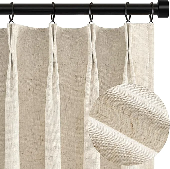Fast Topfinel 90 Inches Long Full Blackout Cream Farmhouse Linen Curtains Artisan
