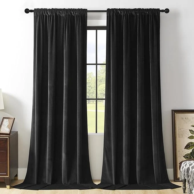 Original Joydeco Velvet Curtains Extra Wide Long Luxury Black Blackout Thermal Recyclable