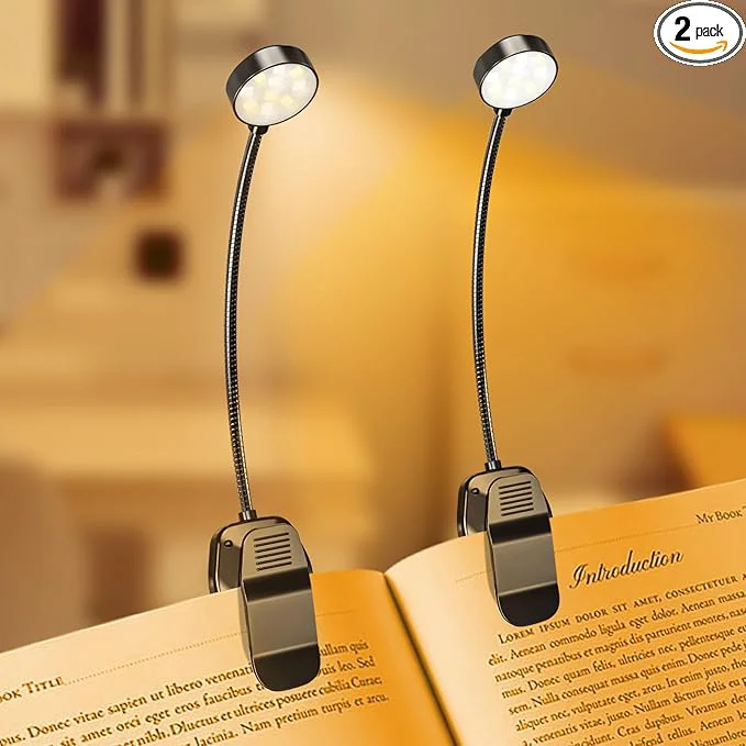 High-End 2 Pack 10 LED Rechargeable Book Light Breathable