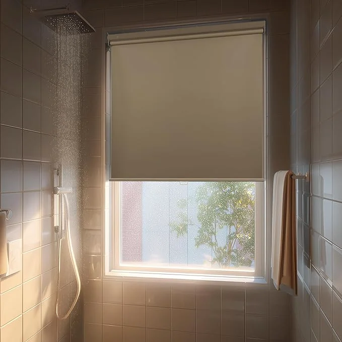 Verified HESTIA No Drill Cordless Blackout Roller Shades Screwless Waterproof Shower Advanced