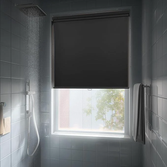 Advanced HESTIA No Drill Cordless Blackout Roller Shades Screwless Waterproof Shower Long-Lasting