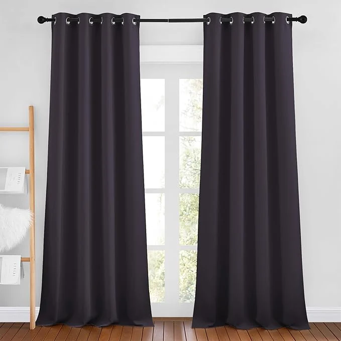 Comfortable NICETOWN Greyish Purple Curtains 96 inches Long Grommet Thermal Insulated Exclusive
