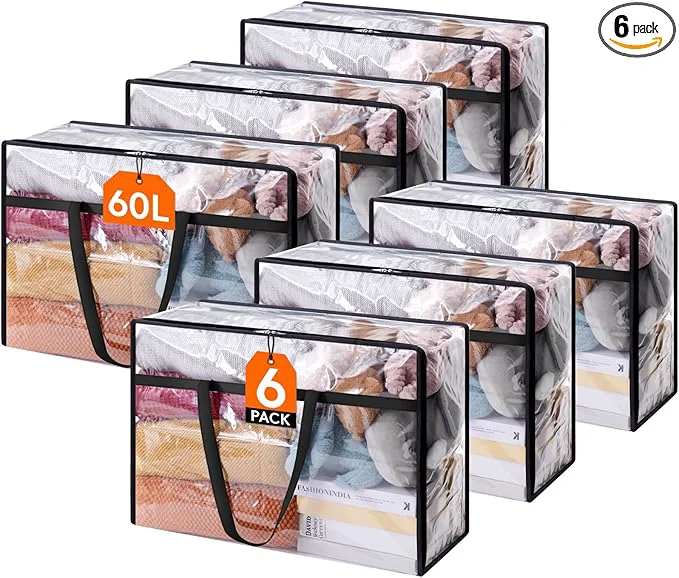 Trusted Lifewit 6 Pack Clear Clothes Storage Bags 60L Plastic Blanket Storage Bag Premium Material