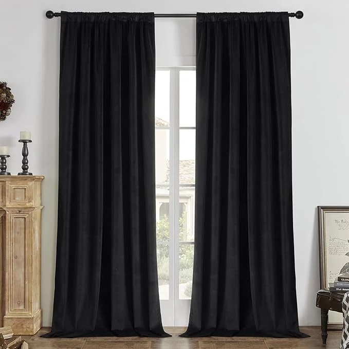 High-Quality Joydeco Black Blackout Curtains 102 Inch 2 Panels Luxury Thermal Classic