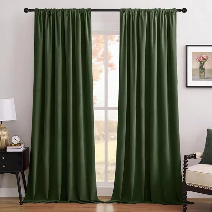 Excellent Joydeco Olive Green Blackout Curtains 102 Inch 2 Panels Luxury Thermal First-Class