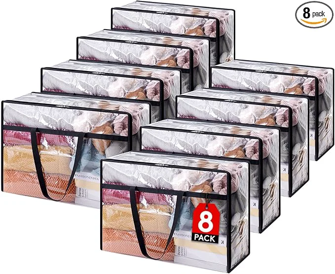 Smart Lifewit 8 Pack Clear Clothes Storage Bags 60L Plastic Blanket Storage Bag Artisan