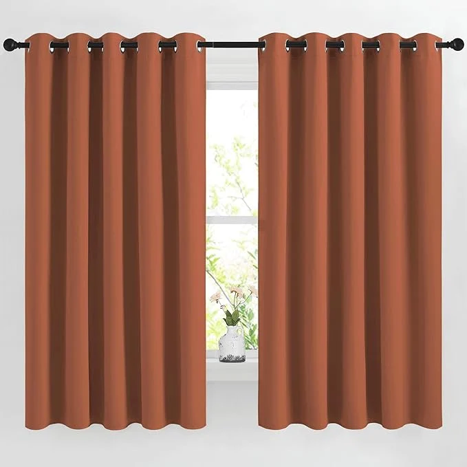 Reusable NICETOWN Burnt Orange Window Treatments 66 inch Length 2 Panels Set Grommet Long-Lasting