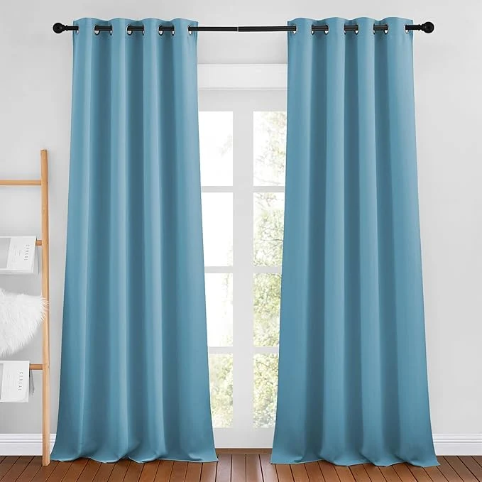 Exceptional NICETOWN Teal Blue Curtains 96 inches Long Grommet Thermal Insulated Blackout Specialty
