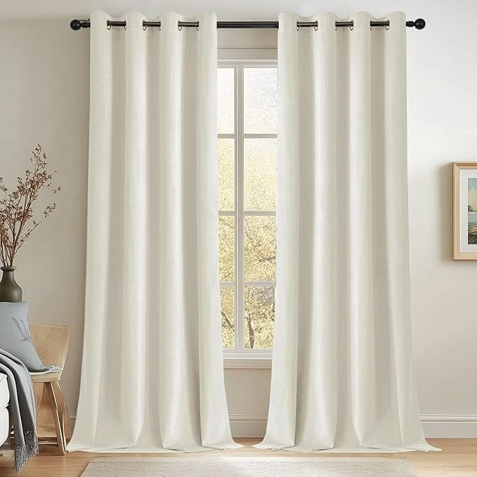 Certified Joydeco Mousse White Blackout Curtains 96 Inch Long Luxury Thermal White Premium Material