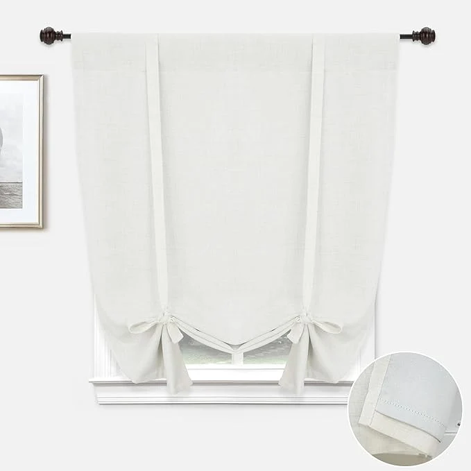 Reliable DriftAway Double Layer Linen Blackout Tie Up Curtains Thermal Insulated Fully Outstanding