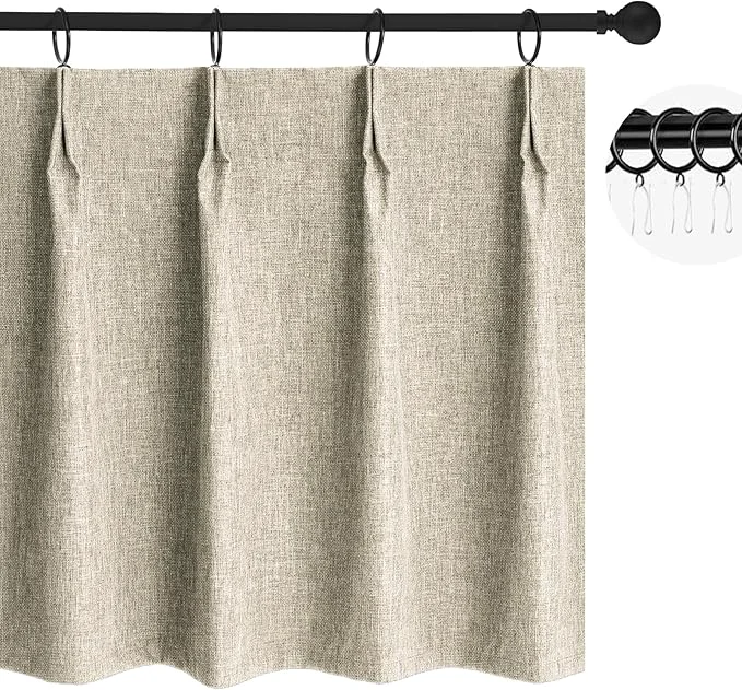 Efficient WdFour 24x18 Inch Pinch Pleated Blackout Cafe Curtains Minimalist