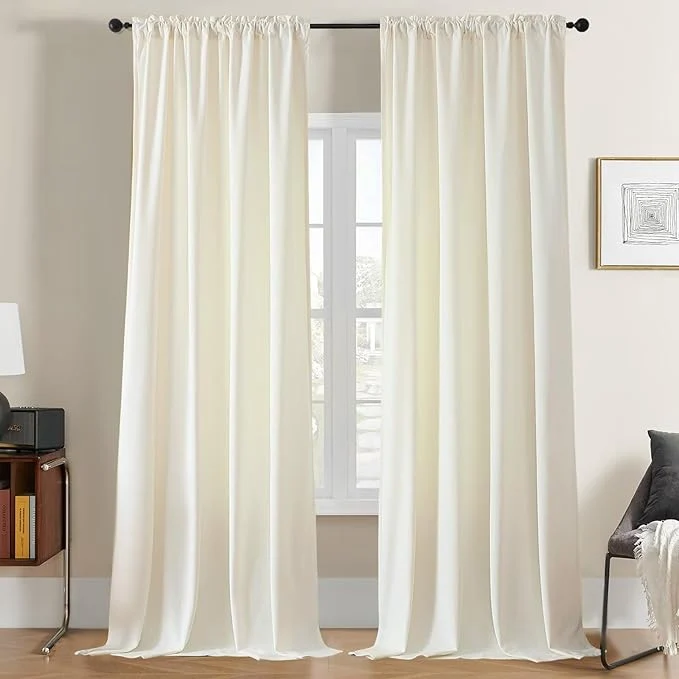 Verified Joydeco White Velvet Curtains 96 inch Length 2 Panels Luxury Blackout Rod Certified