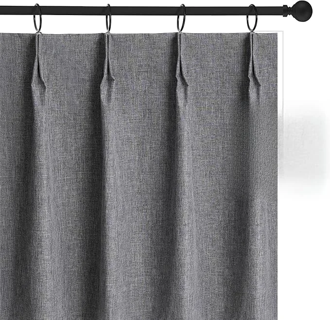 Breathable WdFour 42x63 Inch Pinch Pleated Blackout Curtains Soft