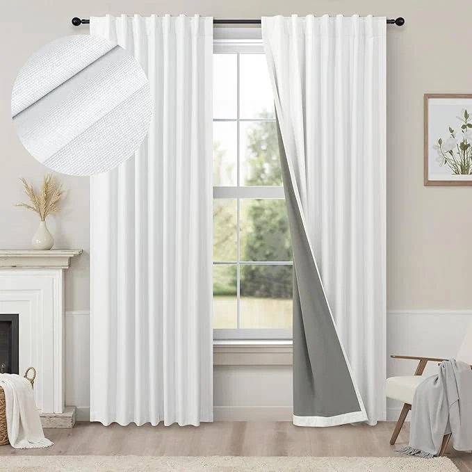 Breathable 78 Inch Long Linen Textured Blackout Curtains 2 Panels Set Responsible
