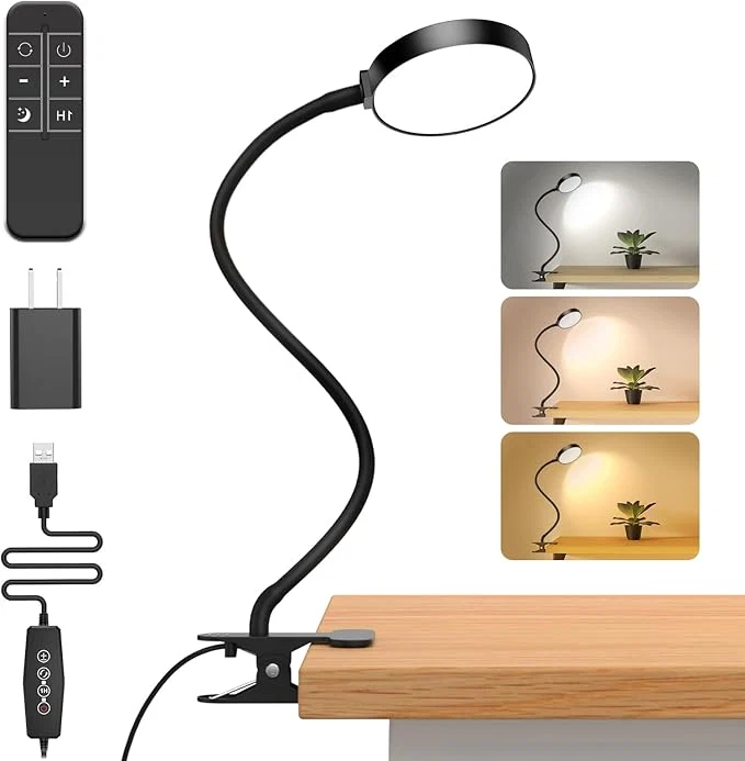 Elegant Reading Light with Remote LED Desk Lamp Clip on RA 95 Dimmable Flexible Artisan