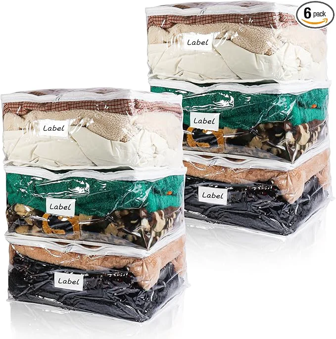 Smart Clear Zippered Storage Bags Plastic Sweater Storage Bags Carefully Designed