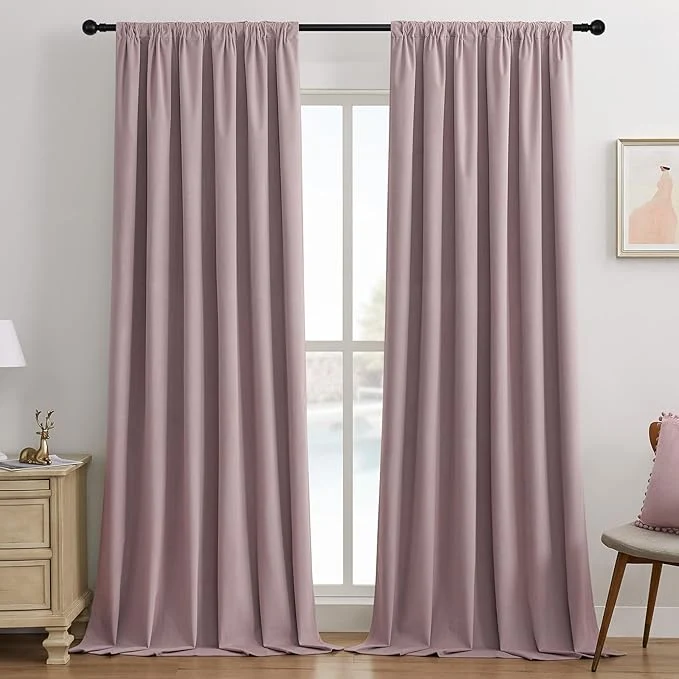 Professional Joydeco Rose Pink Blackout Curtains 120 Inch 2 Panels Luxury Thermal Pink Exclusive