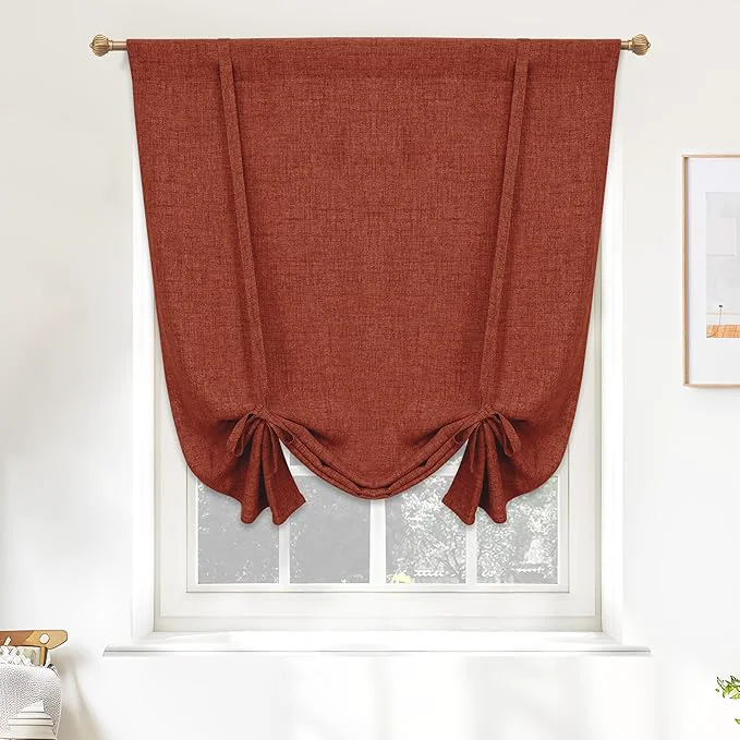 Elegant DriftAway Double Layer Linen Blackout Tie Up Curtains Thermal Insulated Fully Sustainable