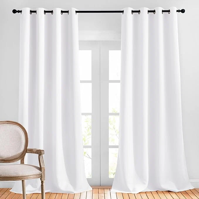 Genuine NICETOWN White Living Room Curtains 90 inches Long Grommet Home Fashion Energy Minimalist