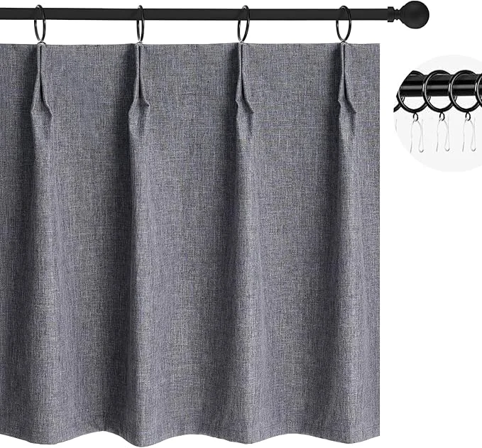 Clean WdFour 42x36 Inch Pinch Pleated Blackout Cafe Curtains Refined
