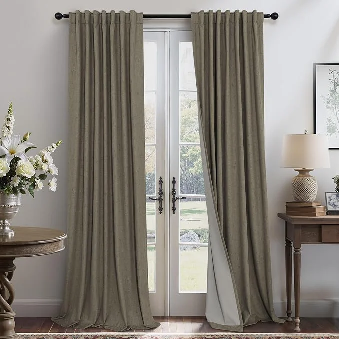Exceptional Brown Extra Long Blackout Curtains 108 Inch Long 9ft Back Tab Pocket Light Safe