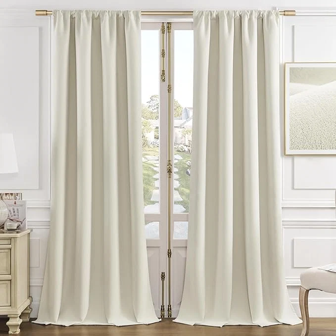 Functional Joydeco White Velvet Curtains 108 Inches 2 Panels Luxury Thermal Insulated Effective