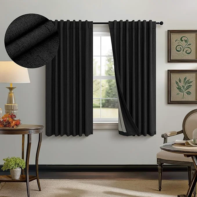 Eco-Friendly Black Out Curtains 45 Inch Long 2 Panels Burg Genuine