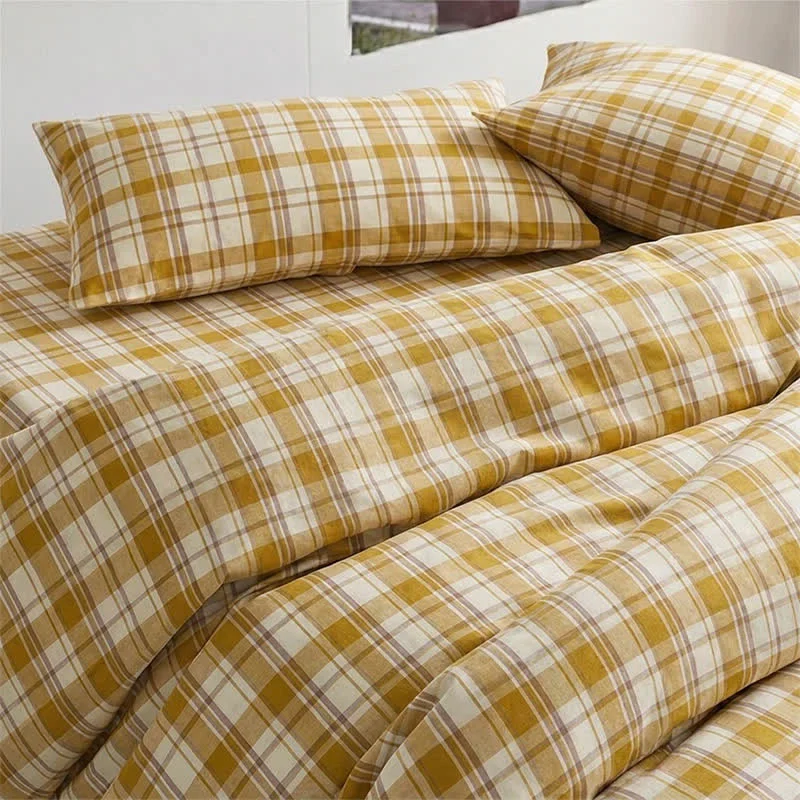 Reusable Ownkoti Mustard Plaid Twin XL Dorm Bedding Set Convenient