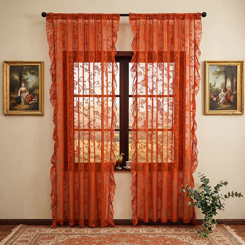 Next-Generation Ownkoti Cottagecore Floral Lace Sheer Window Drape Pure