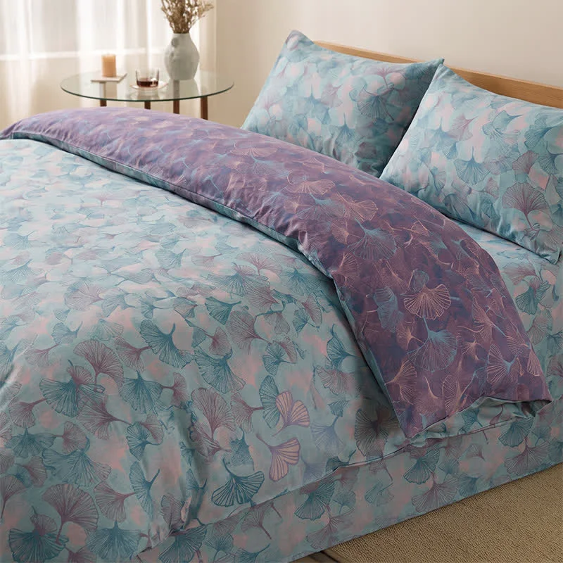 Practical Ownkoti Retro Botanical Ginkgo Leaf Cotton Bedding Set Fashionable