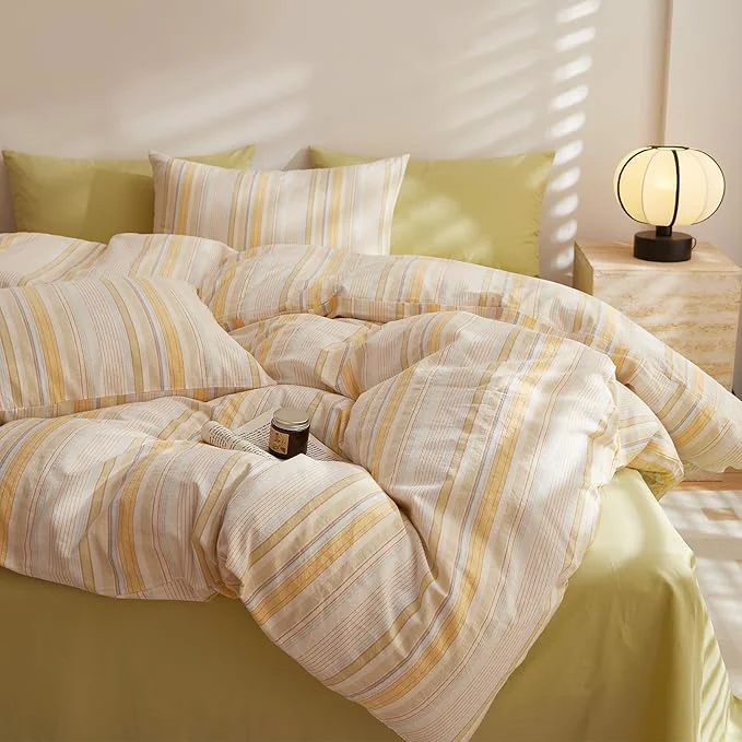 Reliable EAVD Retro Striped Comforter Set Twin XL Multi-Color Soft Washed Cotton 3-Piece Colorful Stripes Pattern Bedding Set with 2 Pillowcases Farmhouse Geometric Comforter Set for All-Season Soft amp Fluffy Premium Material