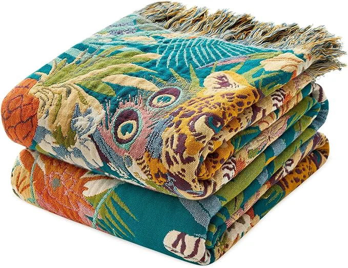 Advanced MSGKV Throw Blanket for Couch Cotton Leopard Animals Blanket 50 quot x60 quot Sofa Chair Blankets Muslin Spring Breathable All Seasons Lightweight Farmhouse Blankets Home Decor Easy-to-Use