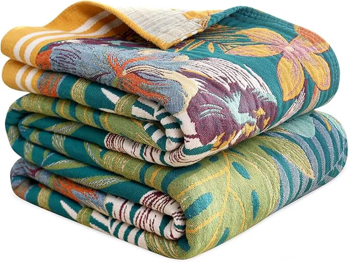 Carefully Designed MSGKV Boho Throw Blanket for Couch and Sofa Cotton Blankets for Living Room Bedroom Reversable Florals Throw 60 quot x80 quot Spring Breathable Cozy Blankets Solid