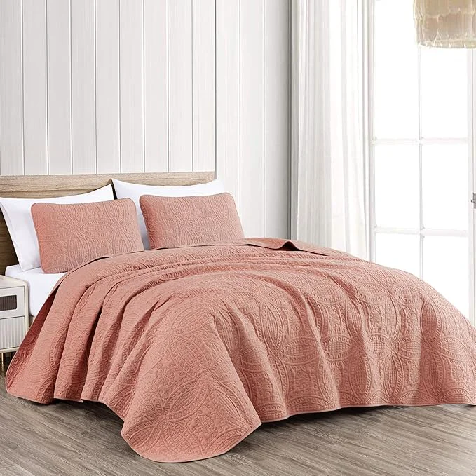 Healthy Chezmoi Collection Austin 3-Piece Oversized Bedspread Coverlet Set King Salmon Pack of 6 Classic