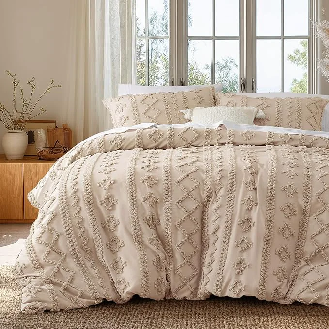 Outstanding Bedsure Boho Duvet Cover Queen Size Soft amp Comfortable Elegant Design Boho Bedding for Decoration Machine Washable Comforter Cover for All Seasons Includes 1 Duvet Cover amp 2 Pillow Shams Khaki Fashionable
